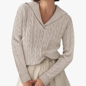 Women's Cream Cable Knit Sweater